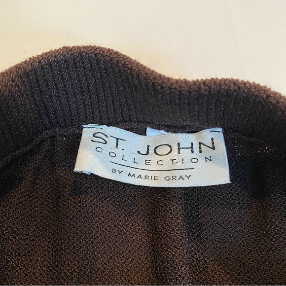 Vintage St. John Chocolate Brown Knit Skirt Set with Beaded Jacket, Size Medium - Picture 7 of 13